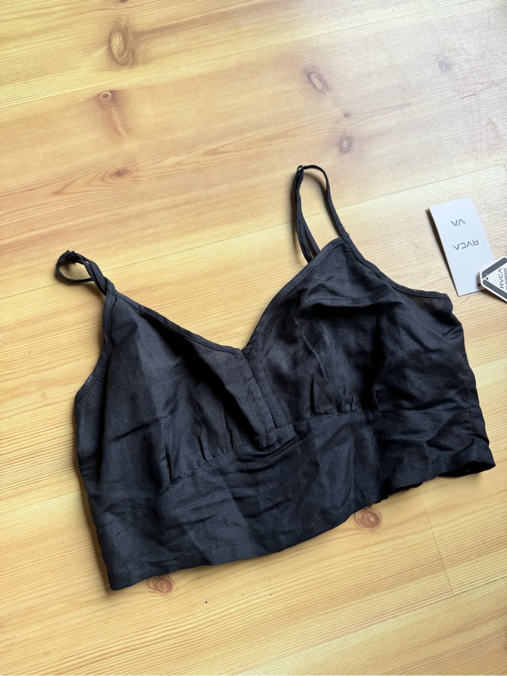 RVCA Black Linen Blend Bralette
